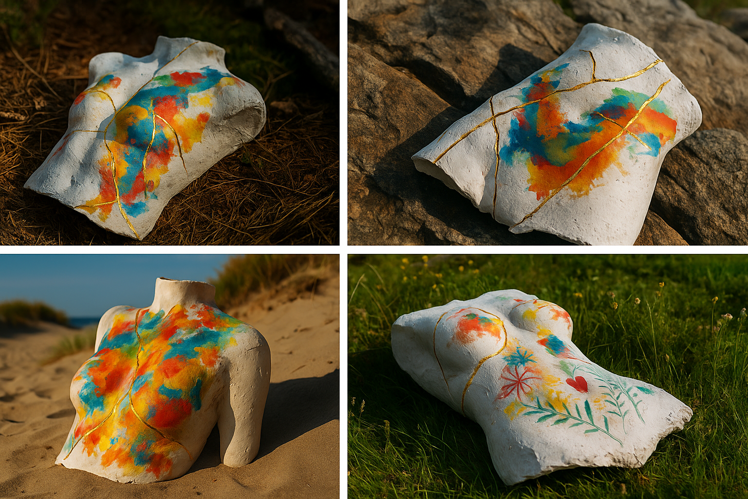 Série de bustes BodyKintsugi colorés dans la nature